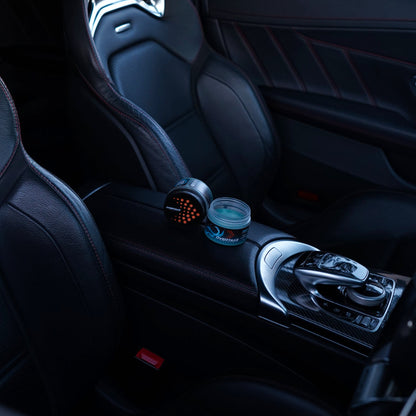 Aqua Fresh gel car air freshener in car center console — Overtake Scents Melbourne