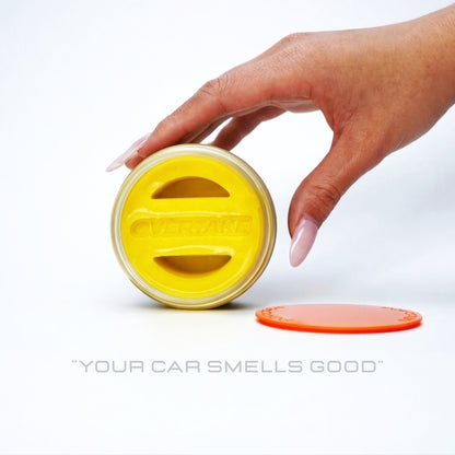 Citrus Lift gel car air freshener held in hand — Overtake Scents Melbourne