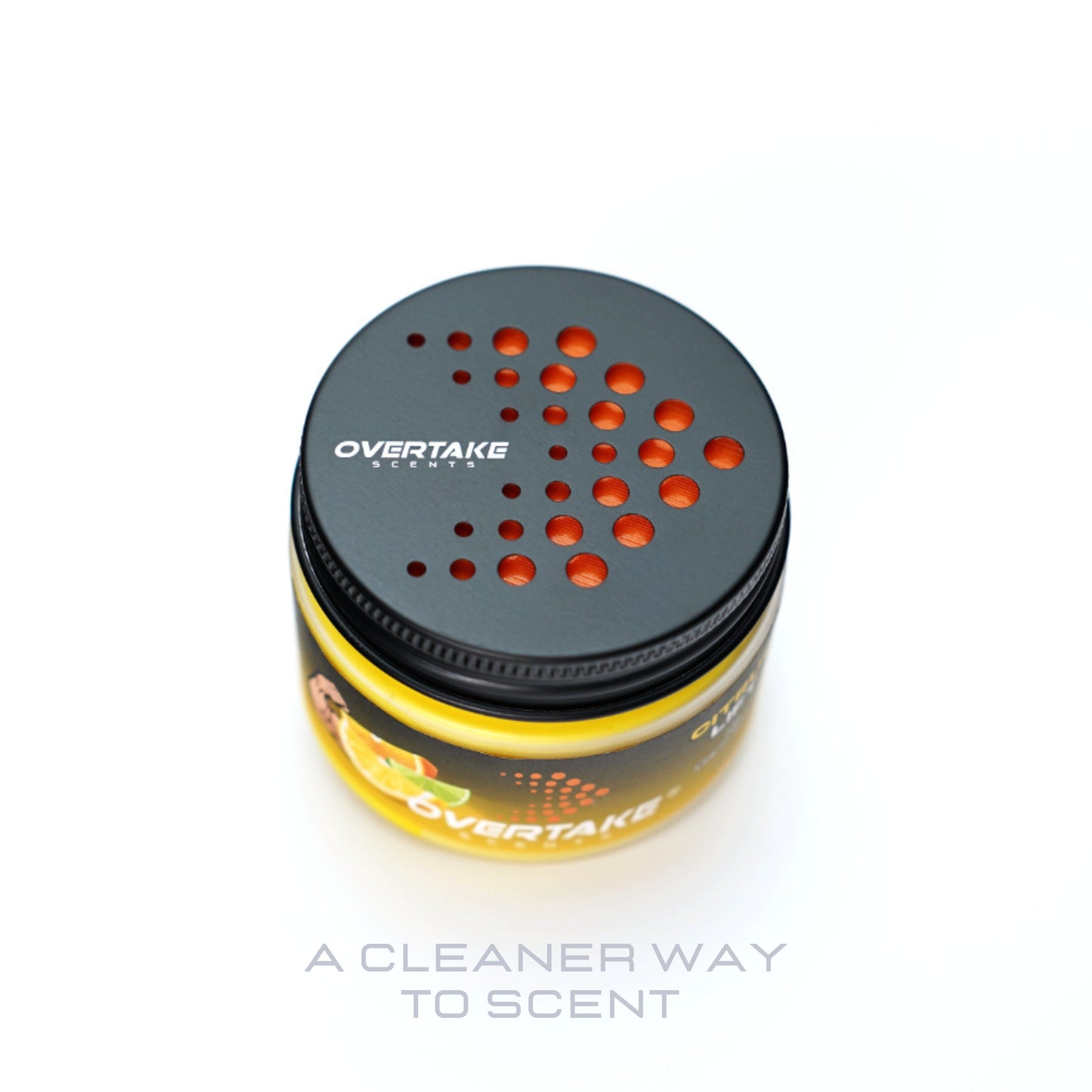 Citrus Lift gel car air freshener lid on with freshness seal — Overtake Scents