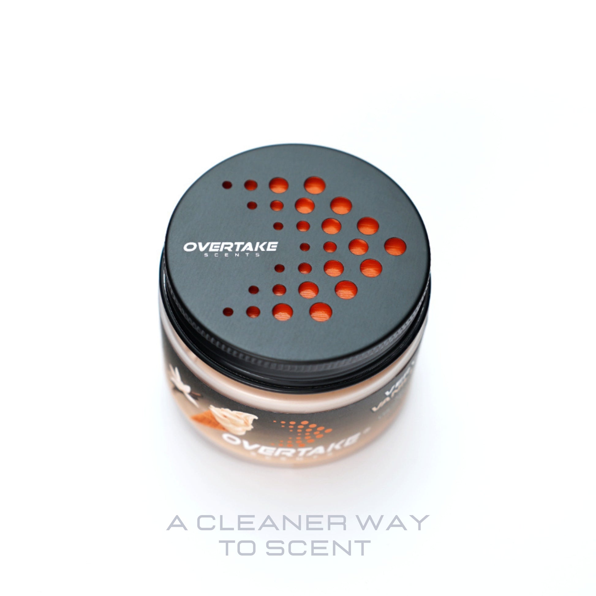 Very Vanilla gel car air freshener lid on with freshness seal — Overtake Scents